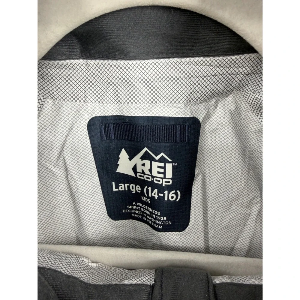 REI Co-op Rainwall Rain Jacket Kids Large 14-16 Navy Blue Waterproof Hooded